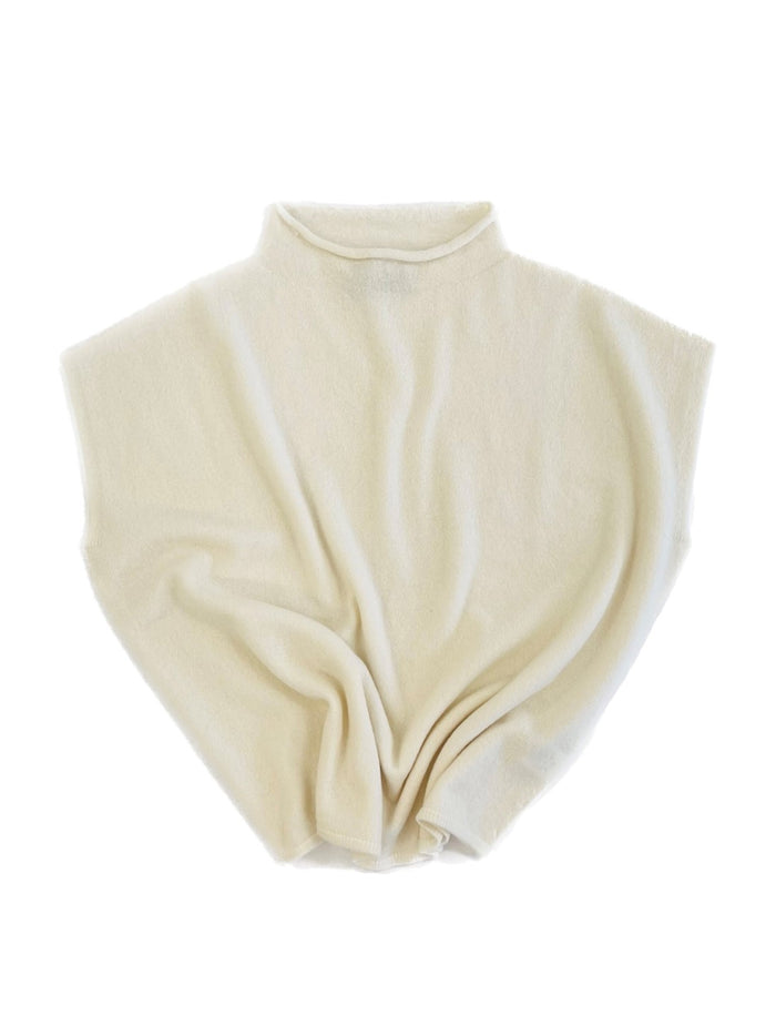 Sleeveless oversized crater pure cashmere