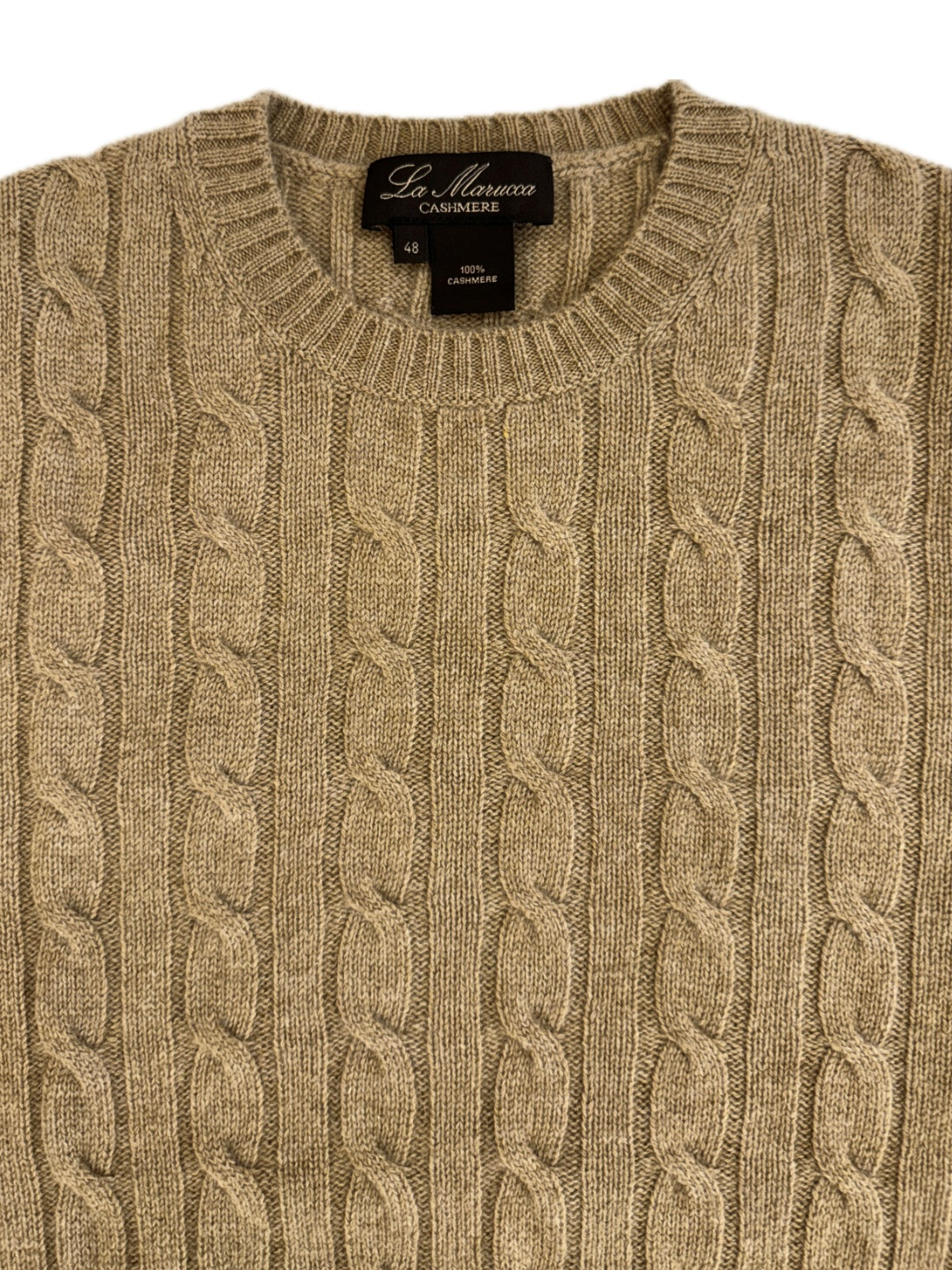 Crewneck - man 4 ply cable stitch pure cashmere