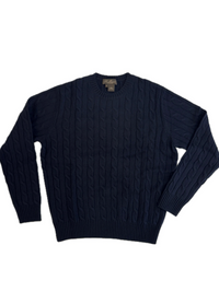 Crewneck - man 4 ply cable stitch pure cashmere