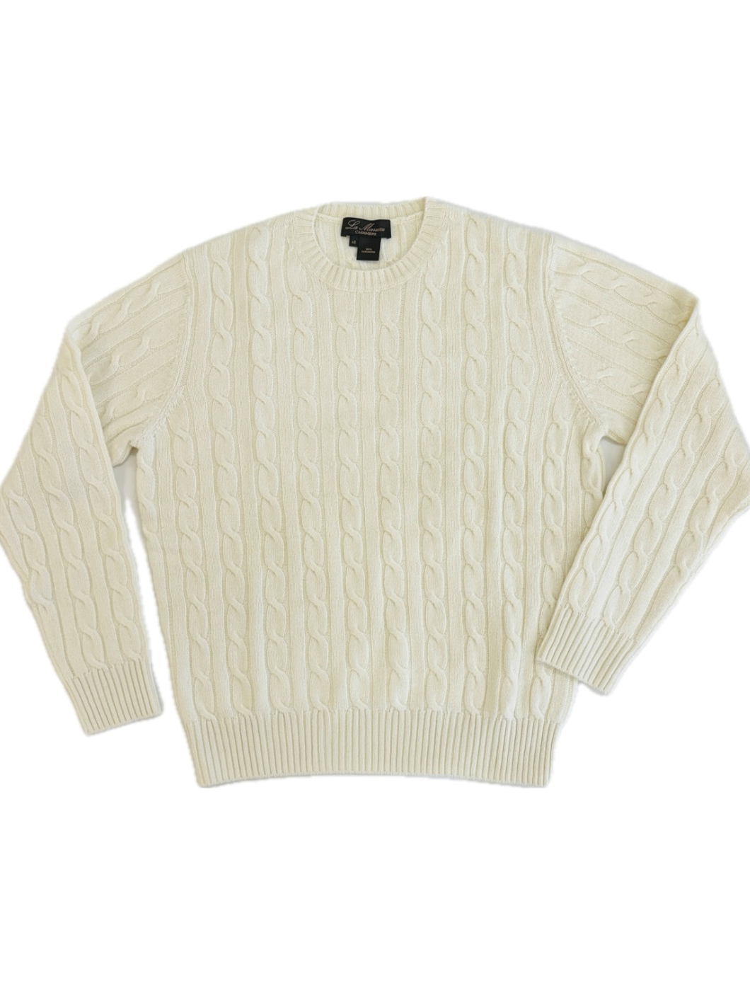 Crewneck - man 4 ply cable stitch pure cashmere