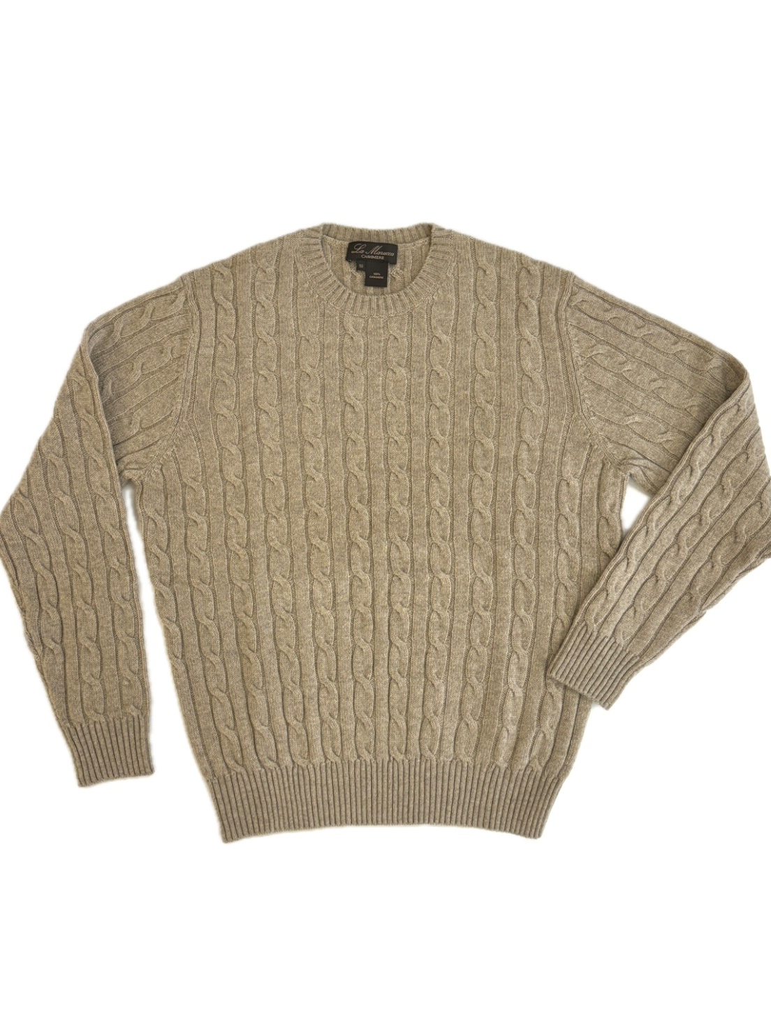 Crewneck - man 4 ply cable stitch pure cashmere