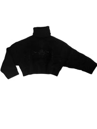 Pierced turtleneck oversize short pure cashmere