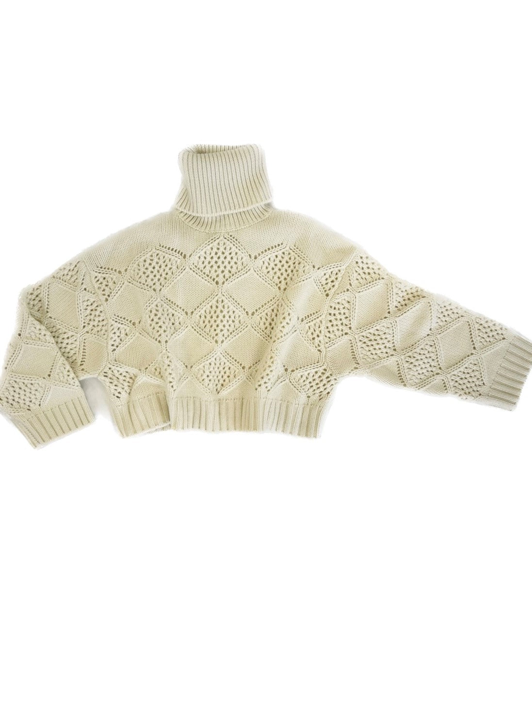 Pierced turtleneck oversize short pure cashmere