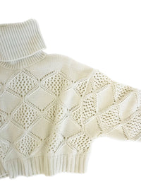 Pierced turtleneck oversize short pure cashmere