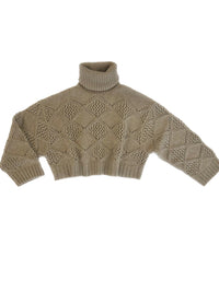 Pierced turtleneck oversize short pure cashmere
