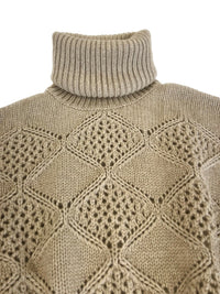 Pierced turtleneck oversize short pure cashmere