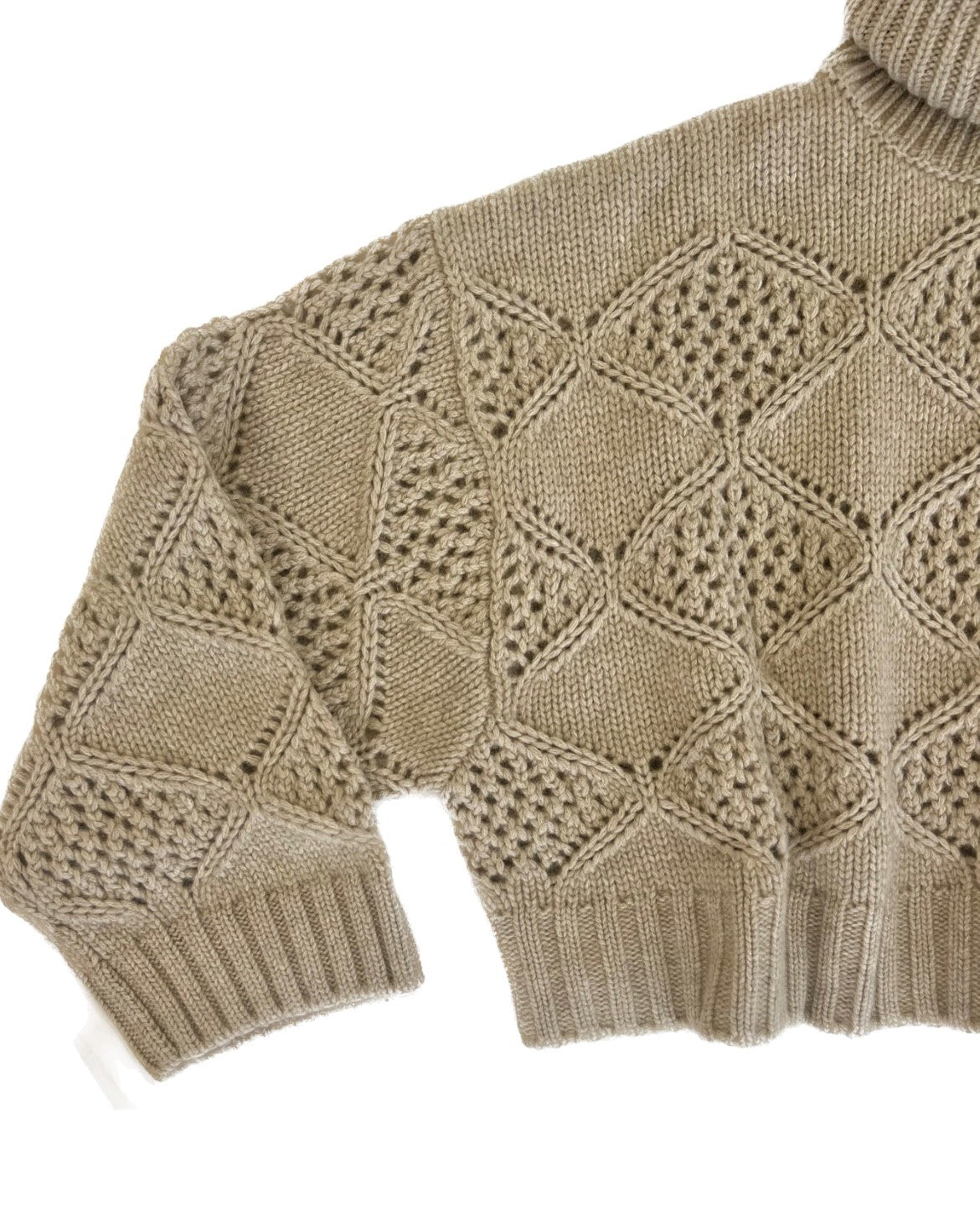Pierced turtleneck oversize short pure cashmere