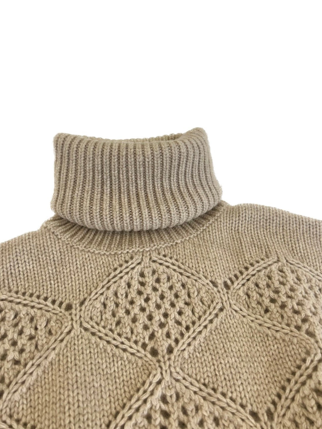 Pierced turtleneck oversize short pure cashmere