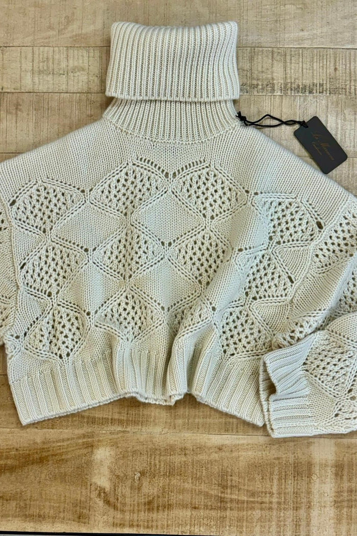 Pierced turtleneck oversize short pure cashmere