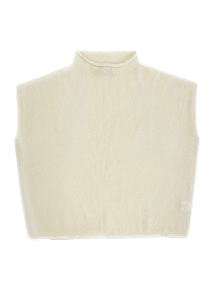 Sleeveless oversized crater pure cashmere