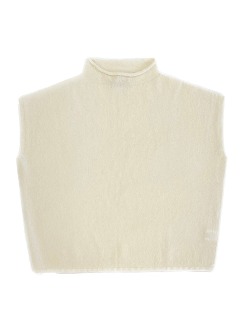 Sleeveless oversized crater pure cashmere