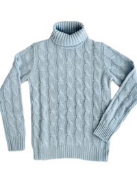 Turtleneck - woman 6 ply cable stitch pure cashmere