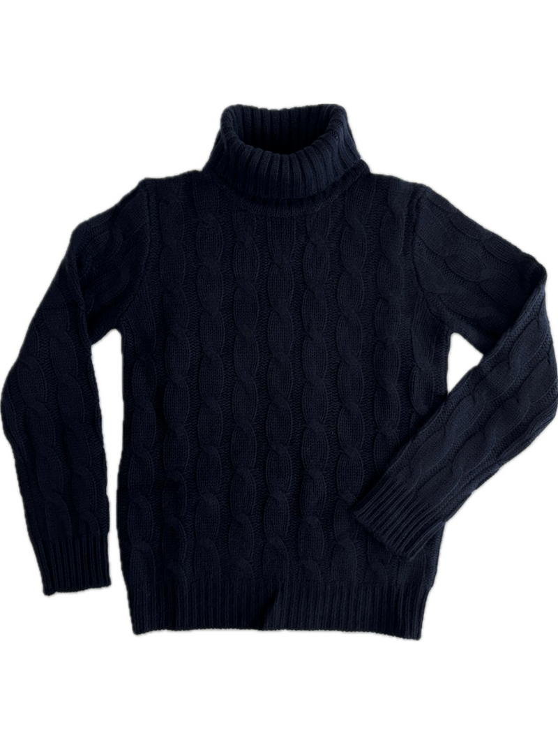 Turtleneck - woman 6 ply cable stitch pure cashmere