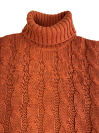 Turtleneck - woman 6 ply cable stitch pure cashmere