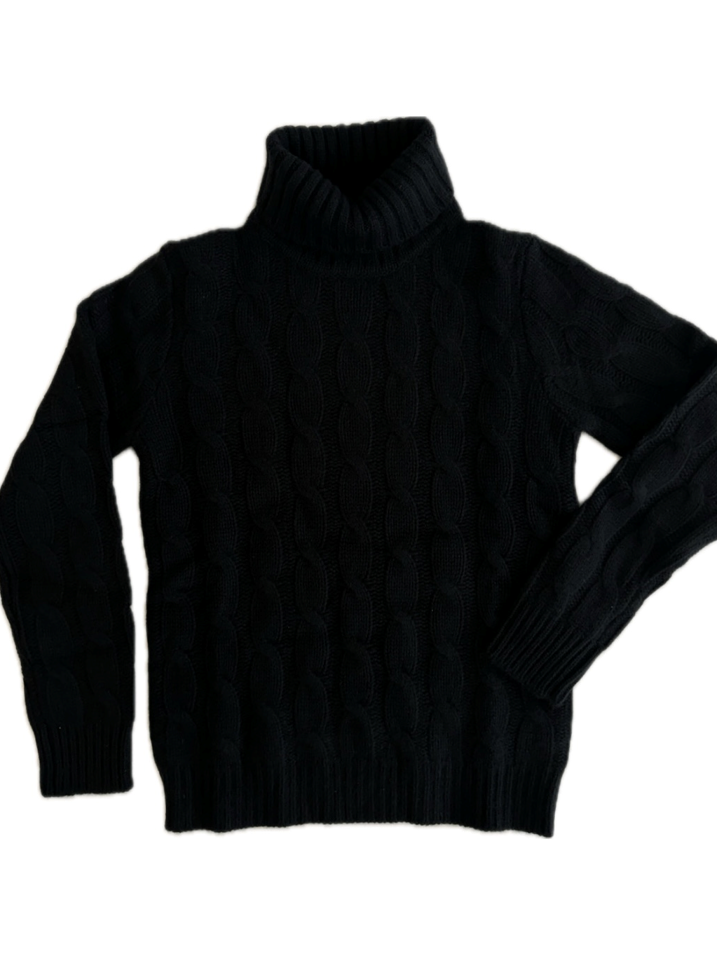 Turtleneck - woman 6 ply cable stitch pure cashmere