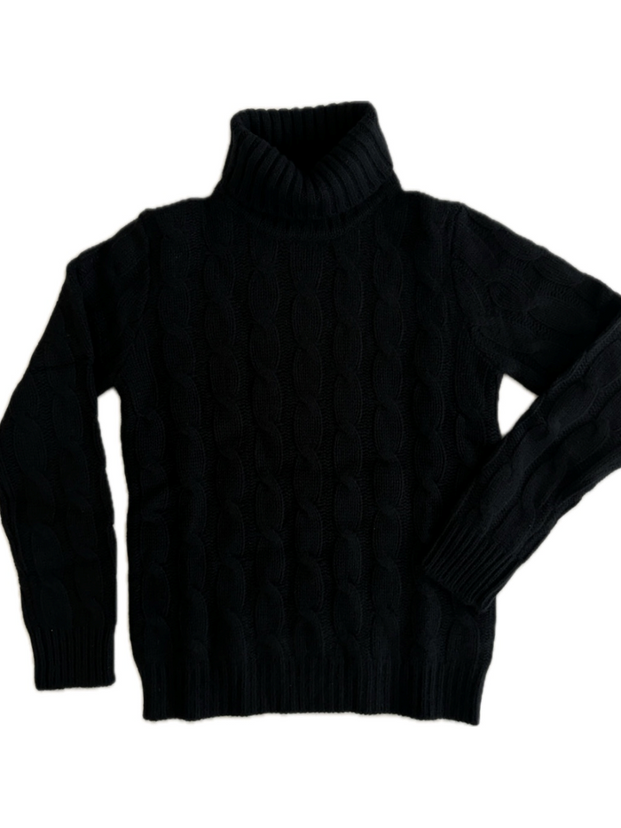 Turtleneck - woman 6 ply cable stitch pure cashmere