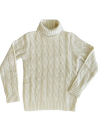 Turtleneck - woman 6 ply cable stitch pure cashmere