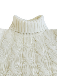 Turtleneck - woman 6 ply cable stitch pure cashmere