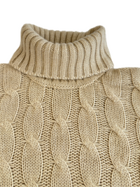 Turtleneck - woman 6 ply cable stitch pure cashmere