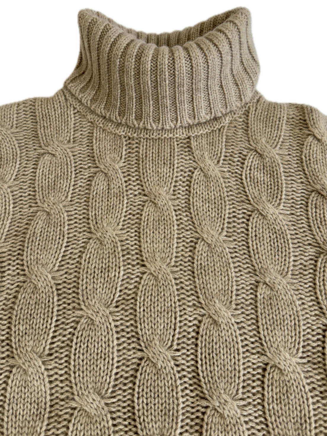 Turtleneck - woman 6 ply cable stitch pure cashmere