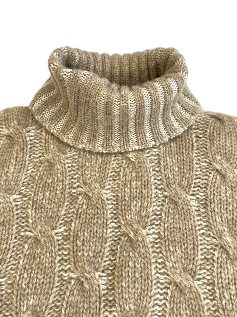 Turtleneck - man 6 ply Vanise cable stitch pure cashmere