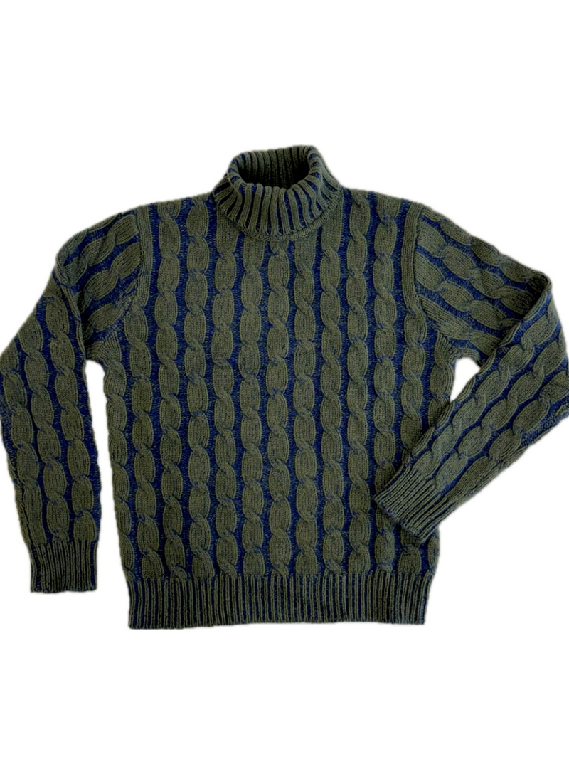 Turtleneck - man 6 ply Vanise cable stitch pure cashmere