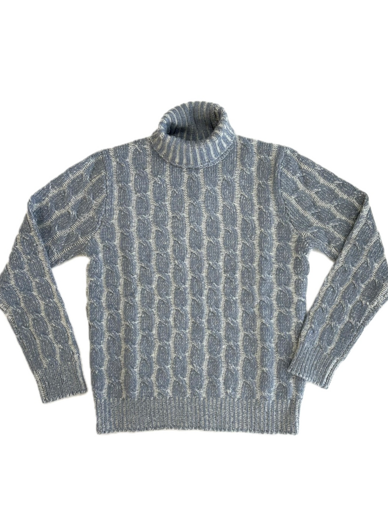 Turtleneck - man 6 ply Vanise cable stitch pure cashmere