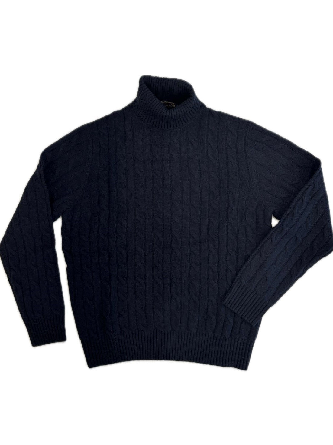 Turtleneck - man 4 ply cable stitch pure cashmere