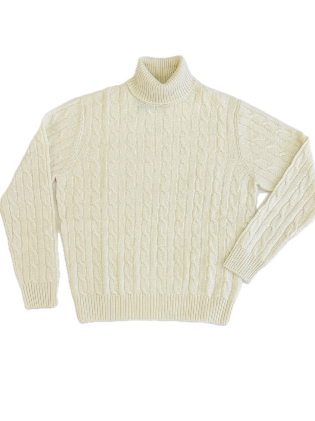 Turtleneck - man 4 ply cable stitch pure cashmere