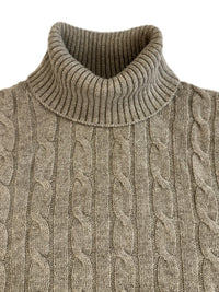 Turtleneck - man 4 ply cable stitch pure cashmere