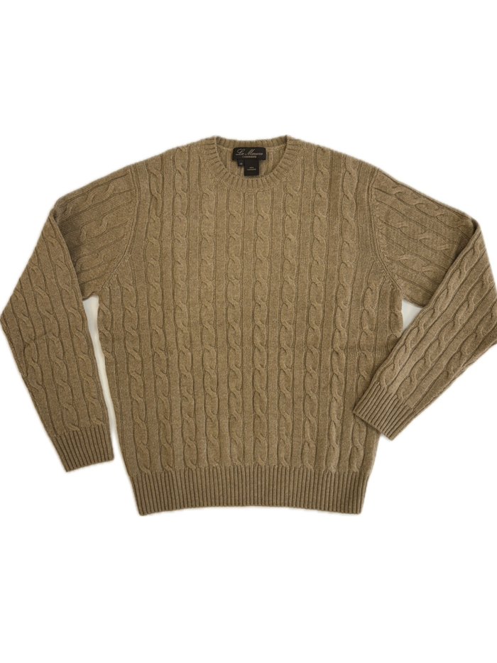 Crewneck - man 4 ply cable stitch pure cashmere