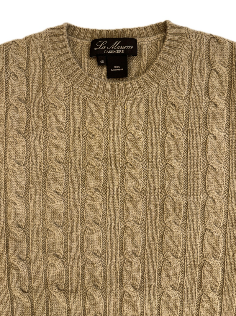 Crewneck - man 4 ply cable stitch pure cashmere