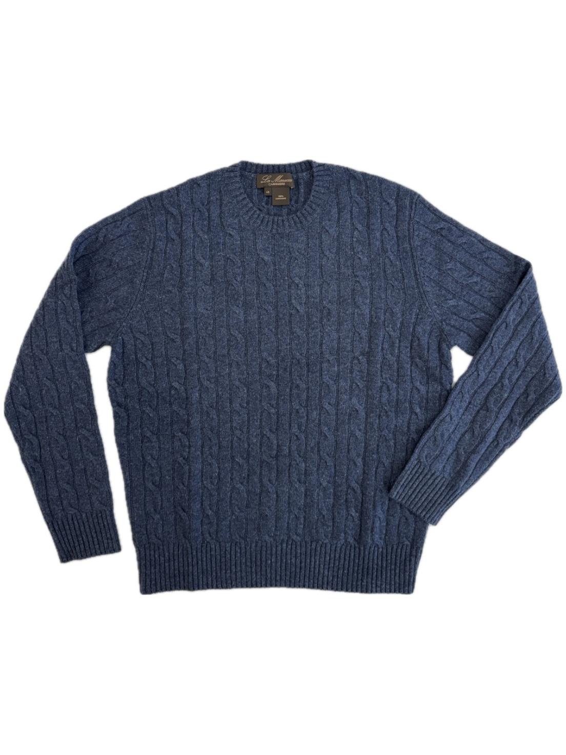 Crewneck - man 4 ply cable stitch pure cashmere