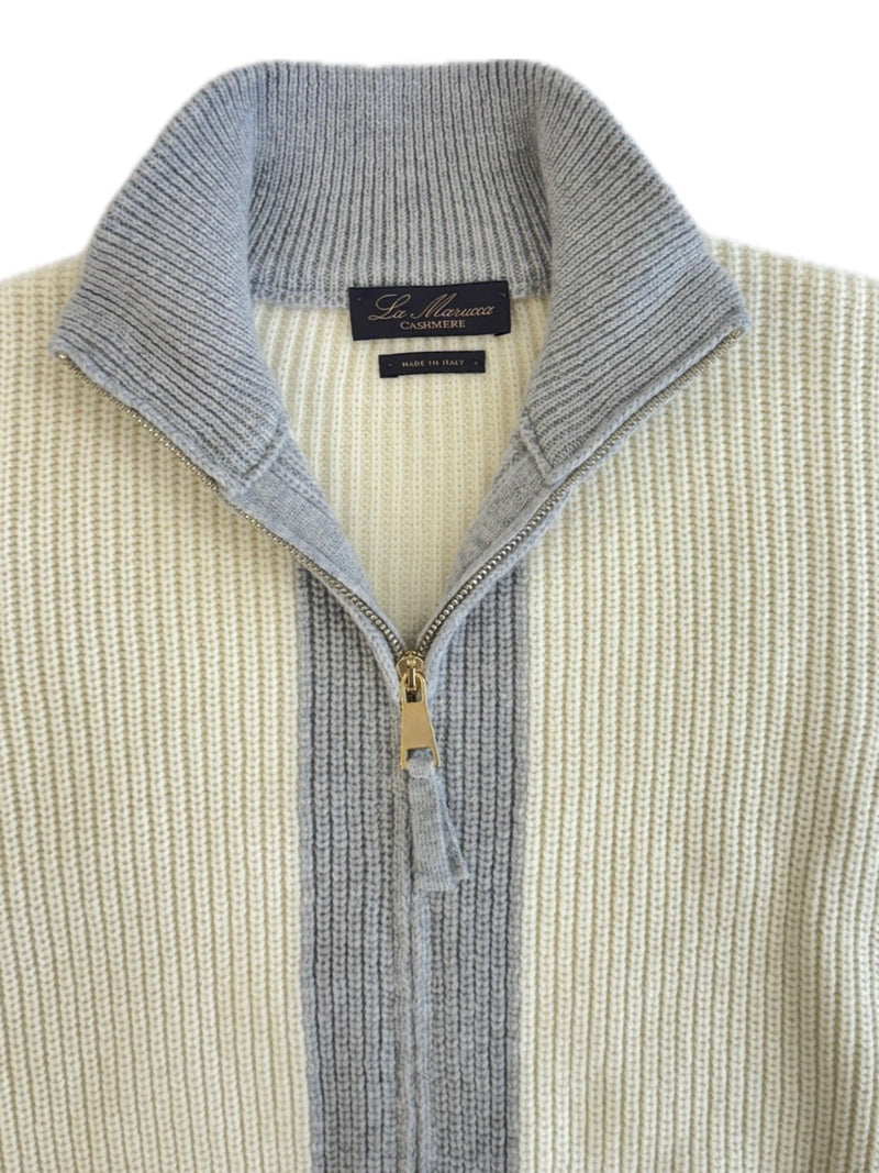 Zip two tone pure cashmere