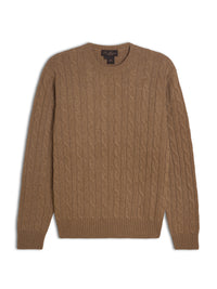 Crewneck - man 4 ply cable stitch pure cashmere