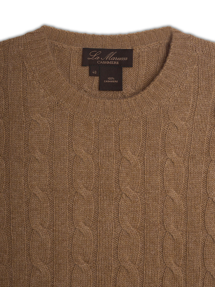 Crewneck - man 4 ply cable stitch pure cashmere