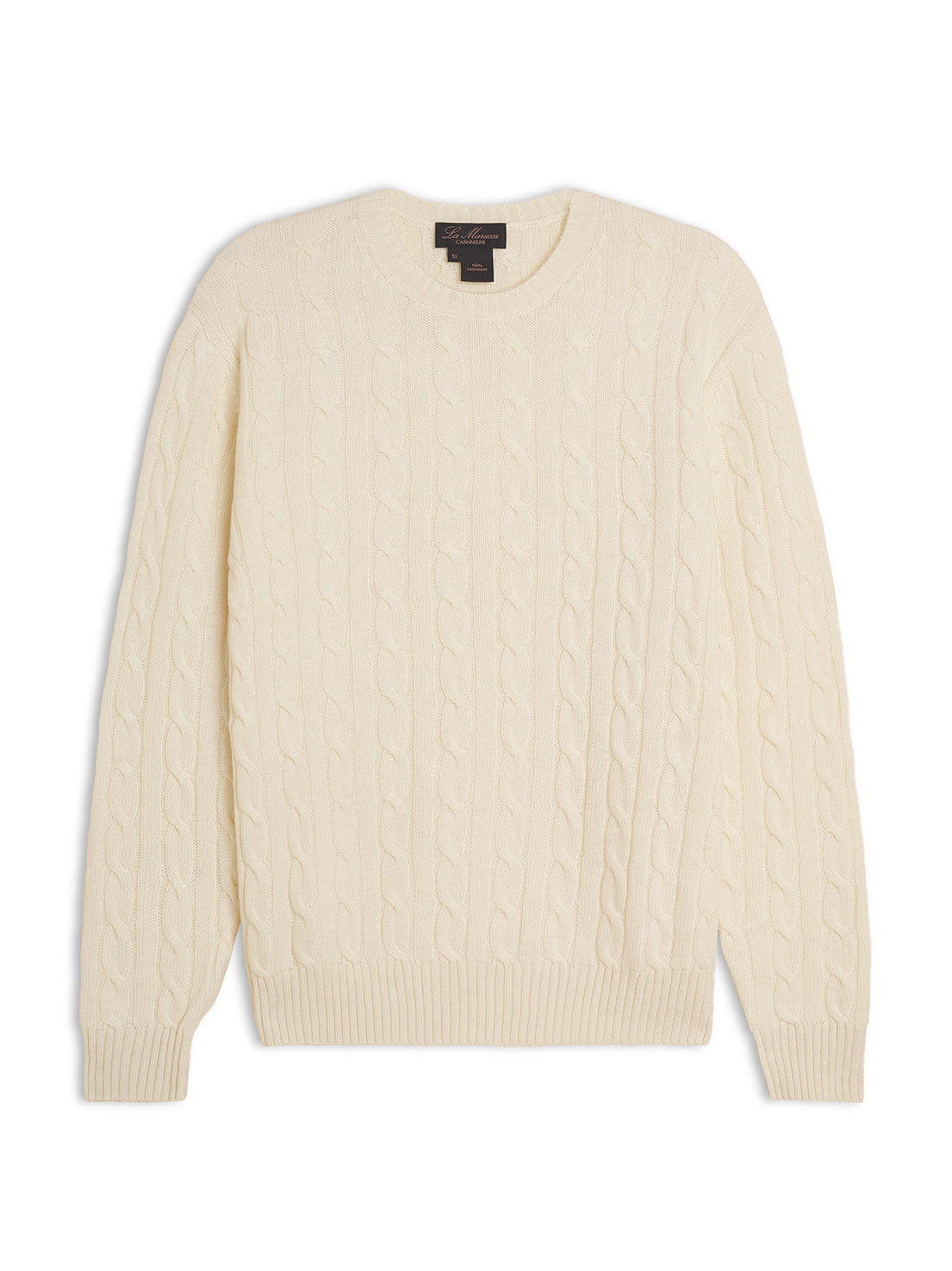 Crewneck - man 4 ply cable stitch pure cashmere