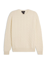 Crewneck - man 4 ply cable stitch pure cashmere