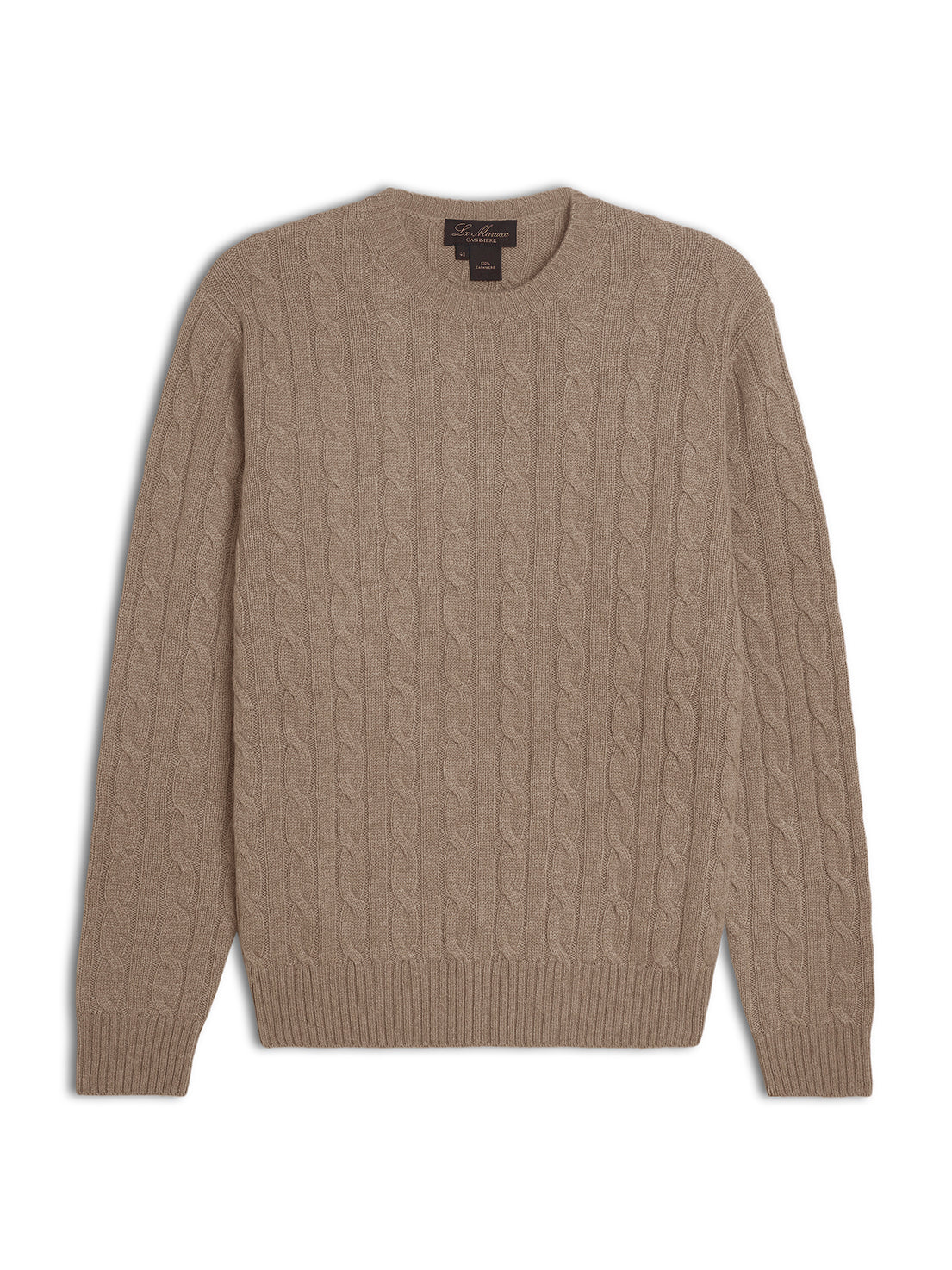 Crewneck - man 4 ply cable stitch pure cashmere