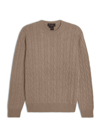 Crewneck - man 4 ply cable stitch pure cashmere