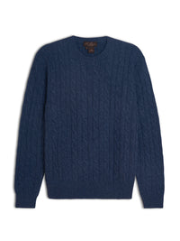 Crewneck - man 4 ply cable stitch pure cashmere