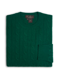 Crewneck - man 4 ply cable stitch pure cashmere