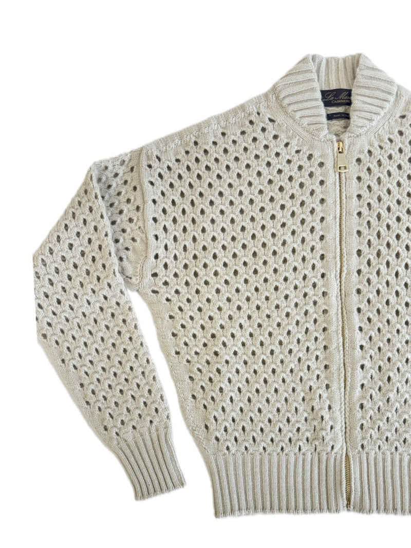 Bomber traforato - donna puro cashmere